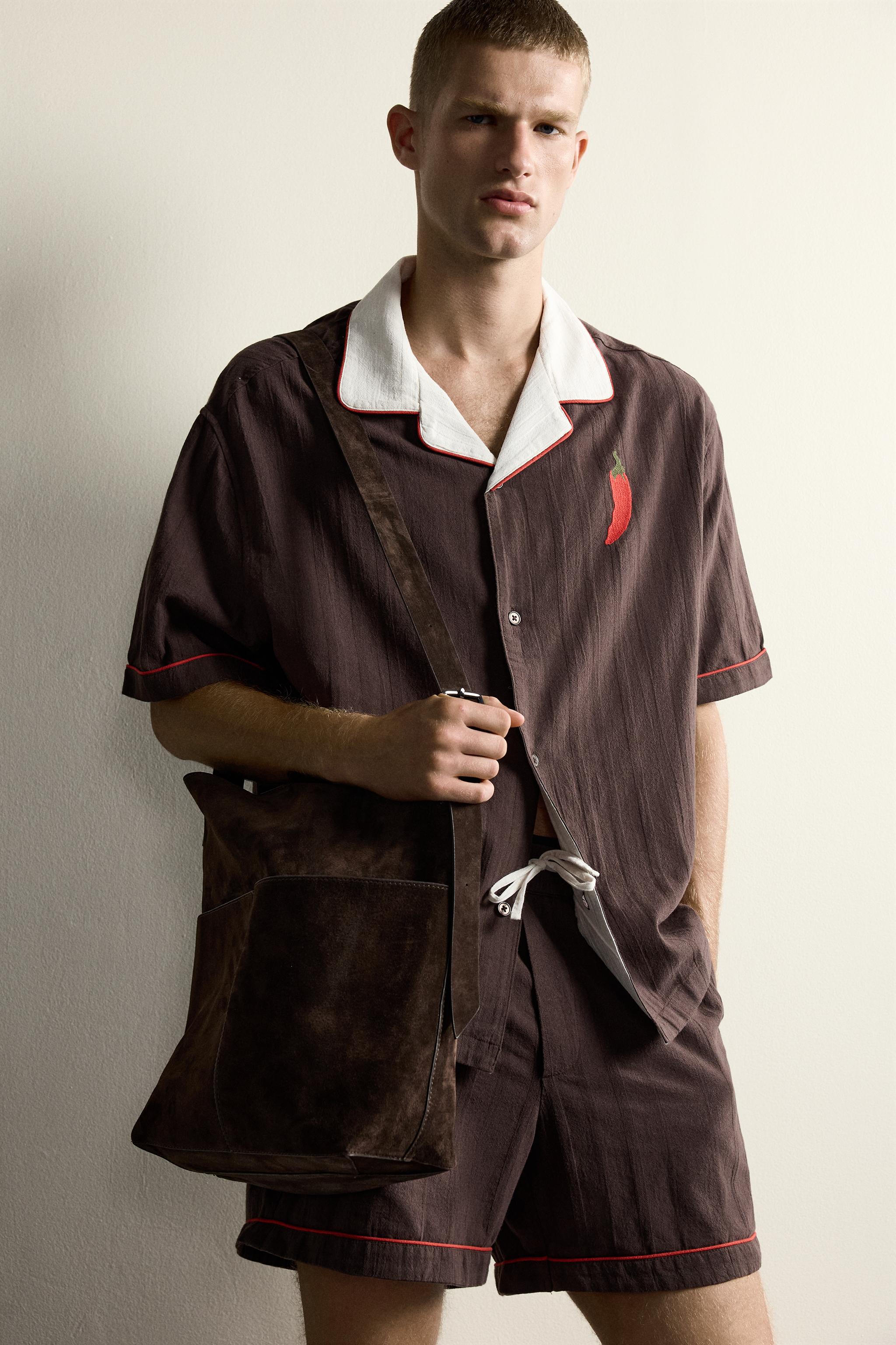 CHEMISE RELAXED FIT À BRODERIE PIMENT